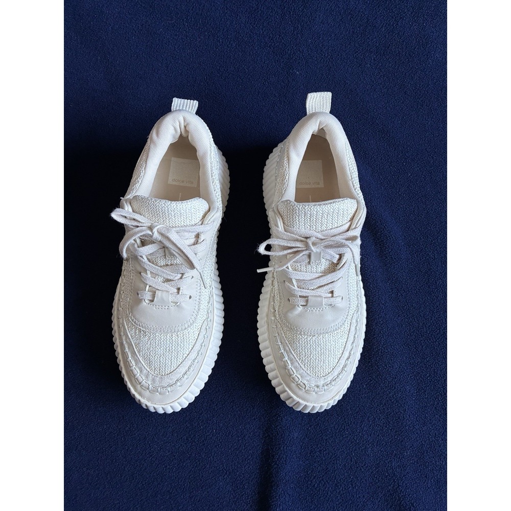 Dolce Vita Cream Platform Sneakers Size 9 Woven Chunky Ivory Lace Up Shoes